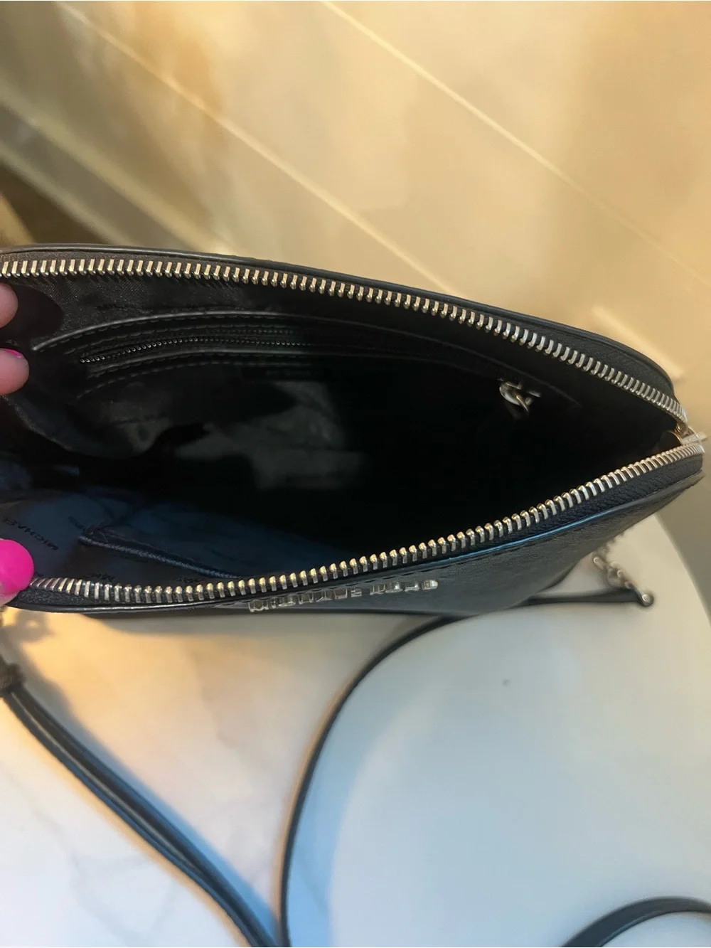 Michael Kors Black Saffiano Crossbody with Chain Strap